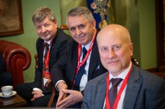 Od lewej: prof. P. Koszelnik, W. Siwiński, prof. J. Sęp, 